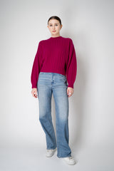 Odeeh Ribbed Knit Cashmere Crew Neck Pullover in Fuchsia Vancouver. Shop Online or in Store.