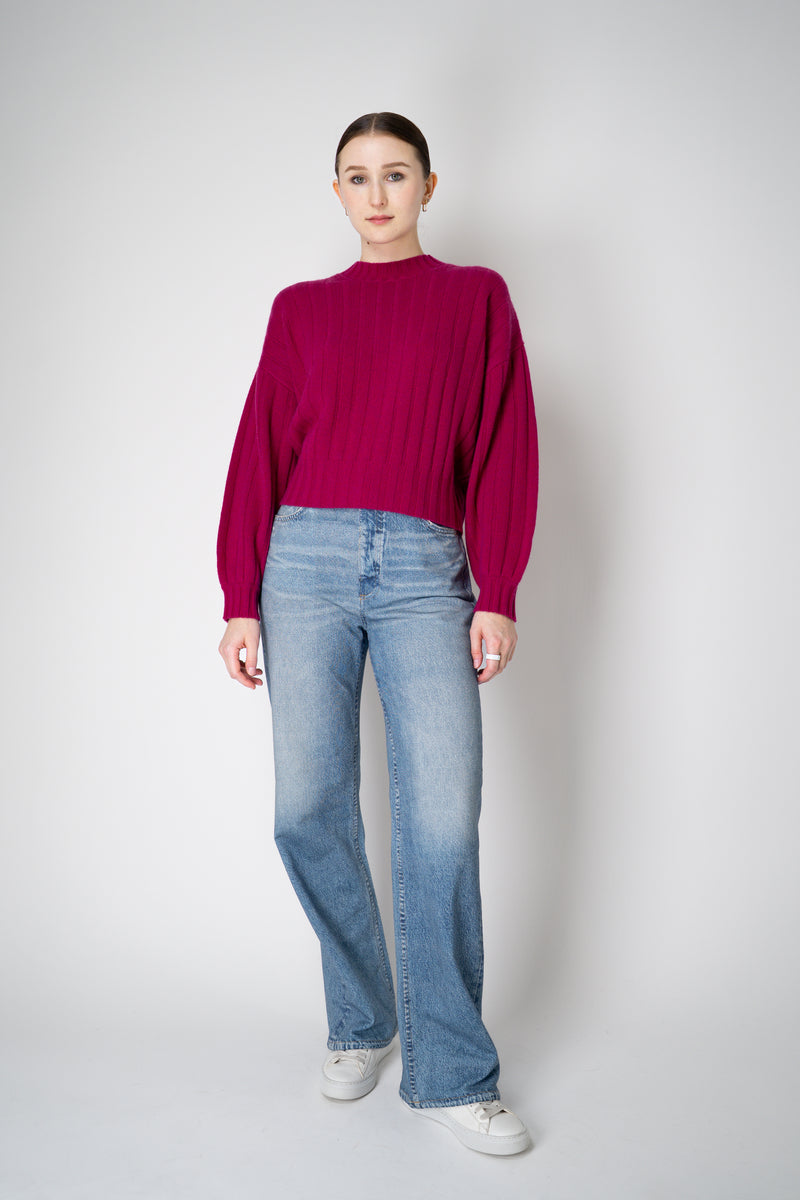 Odeeh Ribbed Knit Cashmere Crew Neck Pullover in Fuchsia Vancouver. Shop Online or in Store.