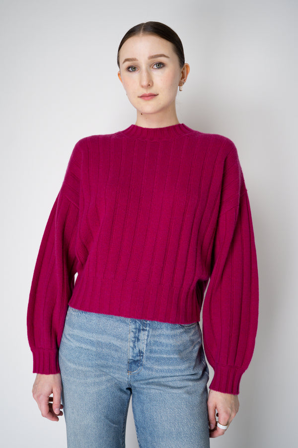 Odeeh Ribbed Knit Cashmere Crew Neck Pullover in Fuchsia Vancouver. Shop Online or in Store.