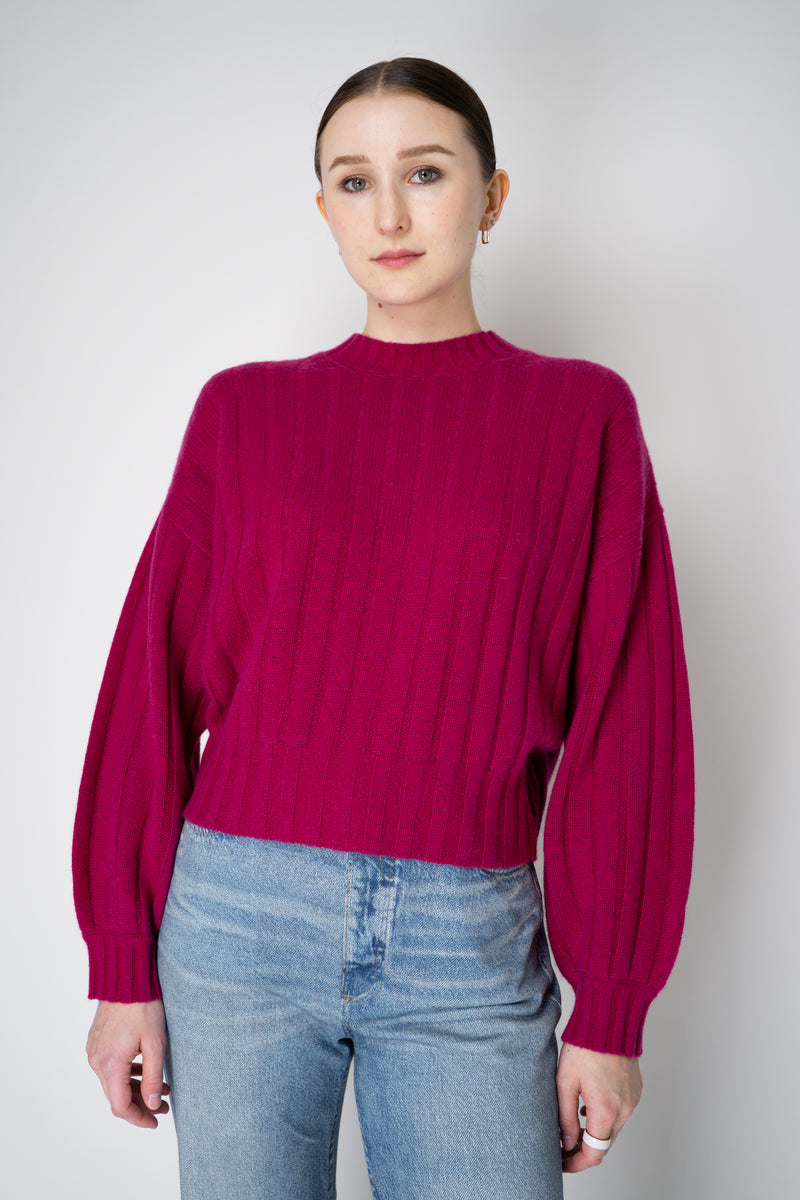 Odeeh Ribbed Knit Cashmere Crew Neck Pullover in Fuchsia Vancouver. Shop Online or in Store.