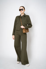 Odeeh Single Breasted Boxy Punto Milano Jacket in Dark Khaki Vancouver. Shop Online or in Store.