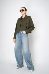 Odeeh Single Breasted Boxy Punto Milano Jacket in Dark Khaki Vancouver. Shop Online or in Store.