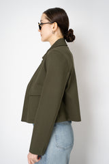 Odeeh Single Breasted Boxy Punto Milano Jacket in Dark Khaki Vancouver. Shop Online or in Store.