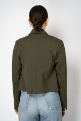 Odeeh Single Breasted Boxy Punto Milano Jacket in Dark Khaki Vancouver. Shop Online or in Store.