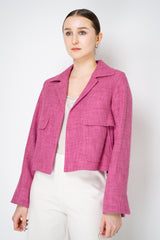 Odeeh Single Breasted Boxy Tweed Jacket in Pink Vancouver. Shop Online or in Store.