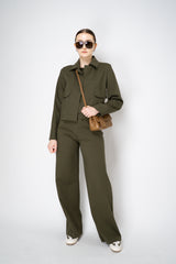 Odeeh Stretch Knit Punto Milano Sleeveless Tops in Dark Khaki Vancouver. Shop Online or in Store.