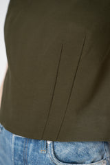 Odeeh Stretch Knit Punto Milano Sleeveless Tops in Dark Khaki Vancouver. Shop Online or in Store.