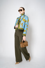 Odeeh Stretch Knit Punto Milano Super Wide Trousers in Dark Khaki Vancouver. Shop Online or in Store.