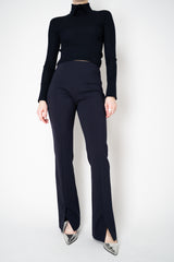 Odeeh Stretch Viscose Flared Pull-On Pants in Midnight Navy Vancouver. Shop Online or in Store.