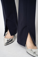 Odeeh Stretch Viscose Flared Pull-On Pants in Midnight Navy Vancouver. Shop Online or in Store.