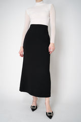 Odeeh Virgin Wool Bouclé Crepe Midi Skirt in Jet Black Vancouver. Shop Online or in Store.