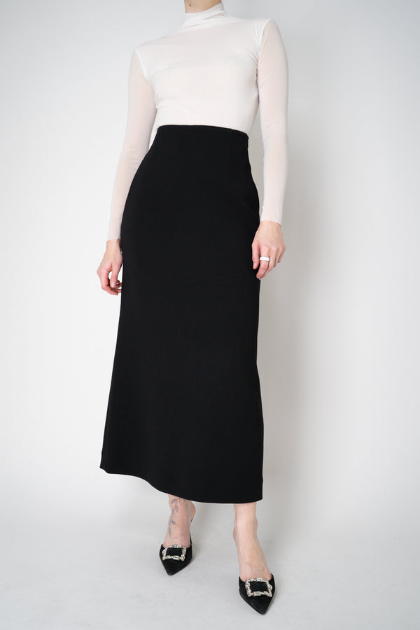 Odeeh Virgin Wool Bouclé Crepe Midi Skirt in Jet Black Vancouver. Shop Online or in Store.