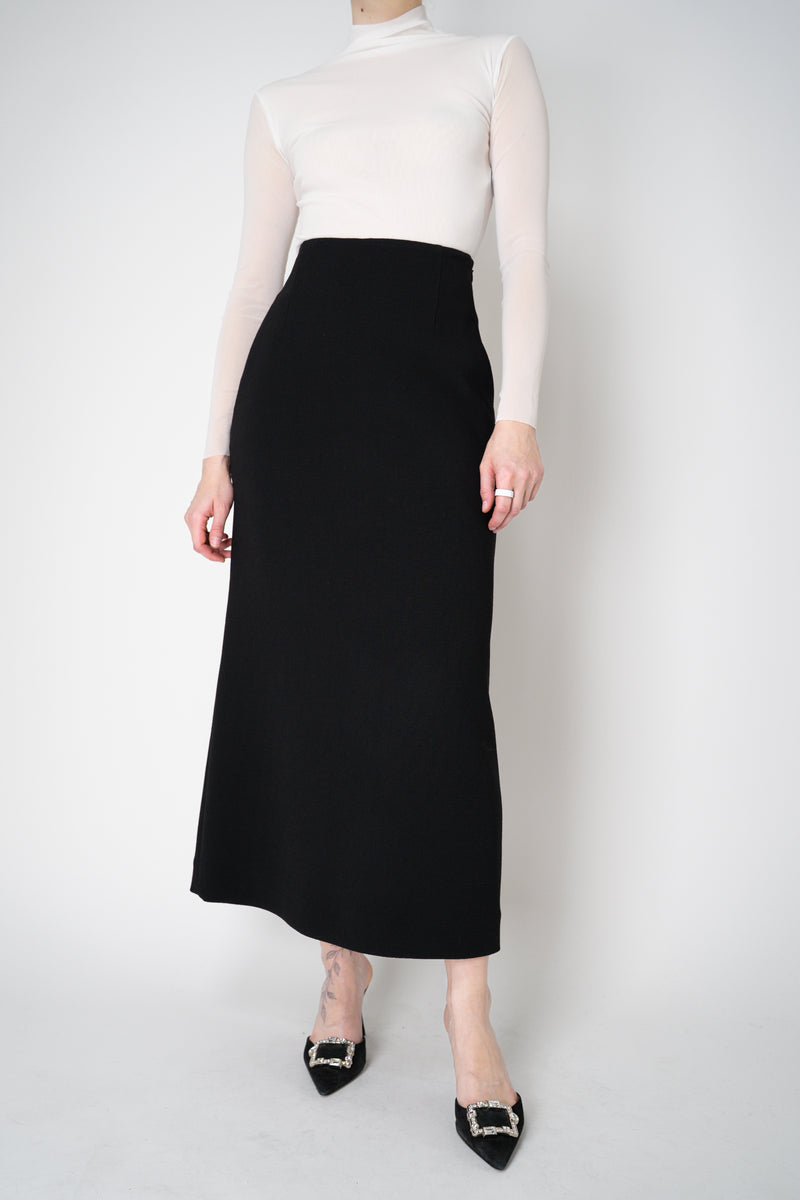 Odeeh Virgin Wool Bouclé Crepe Midi Skirt in Jet Black Vancouver. Shop Online or in Store.