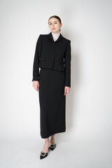 Odeeh Virgin Wool Bouclé Crepe Midi Skirt in Jet Black Vancouver. Shop Online or in Store.