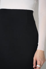 Odeeh Virgin Wool Bouclé Crepe Midi Skirt in Jet Black Vancouver. Shop Online or in Store.