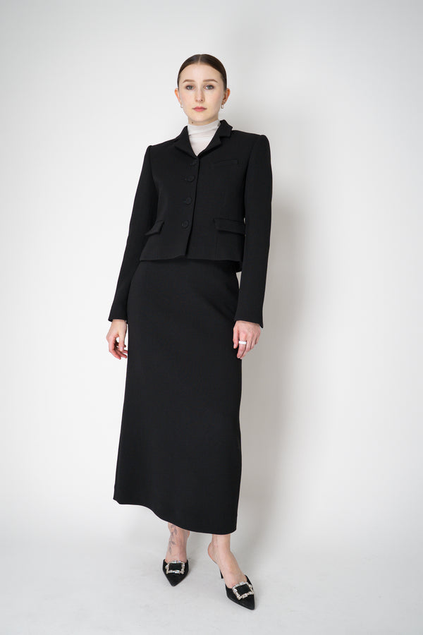 Odeeh Virgin Wool Bouclé Crepe Midi Skirt in Jet Black Vancouver. Shop Online or in Store.
