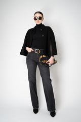 Odeeh Wool Cashmere Cropped A-line Cape in Black Vancouver. Shop Online or in Store.