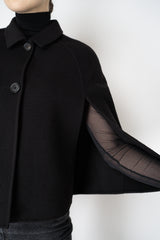 Odeeh Wool Cashmere Cropped A-line Cape in Black Vancouver. Shop Online or in Store.