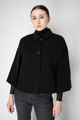 Odeeh Wool Cashmere Cropped A-line Cape in Black Vancouver. Shop Online or in Store.
