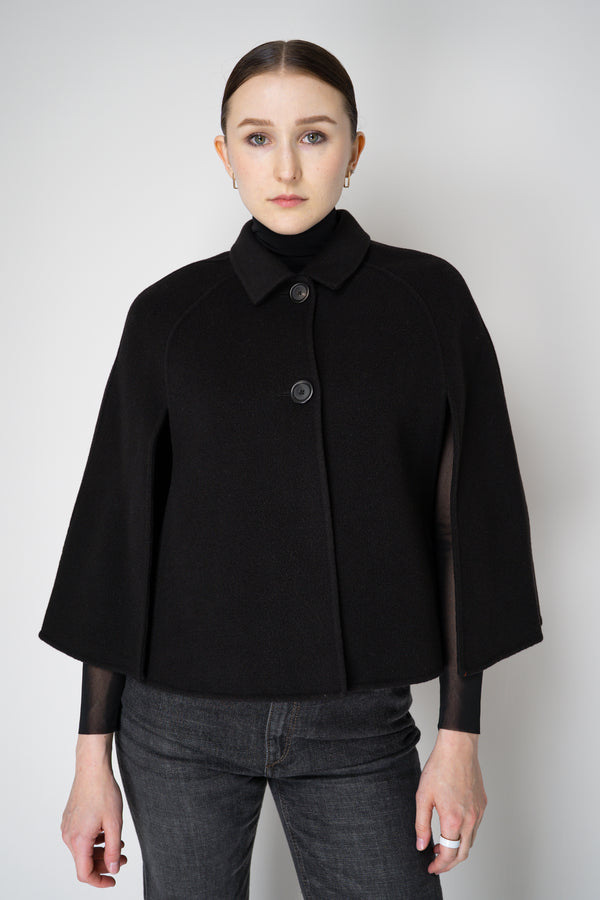 Odeeh Wool Cashmere Cropped A-line Cape in Black Vancouver. Shop Online or in Store.