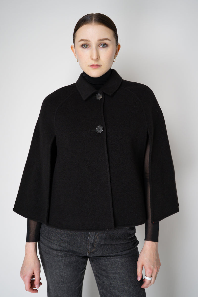 Odeeh Wool Cashmere Cropped A-line Cape in Black Vancouver. Shop Online or in Store.