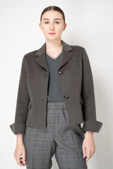 Odeeh Wool Cashmere Cropped V-Neck Jacket in Grey