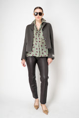 Odeeh Wool Cashmere Cropped V-Neck Jacket in Grey