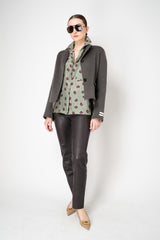 Odeeh Wool Cashmere Cropped V-Neck Jacket in Grey