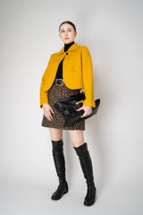 Odeeh Wool Cashmere Round Hem Cape-Front Cropped Jacket in Jade Yellow Vancouver. Shop Online or in Store.
