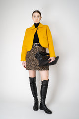 Odeeh Wool Cashmere Round Hem Cape-Front Cropped Jacket in Jade Yellow Vancouver. Shop Online or in Store.