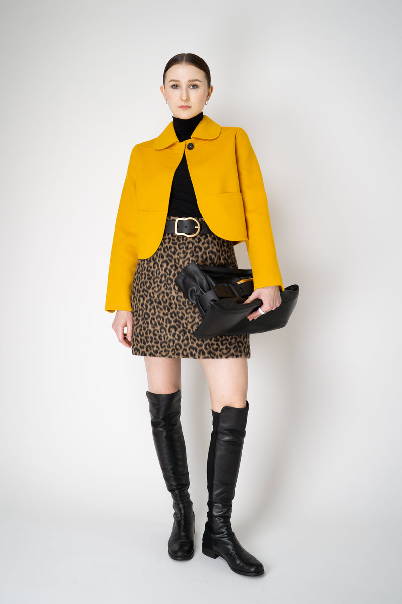 Odeeh Wool Cashmere Round Hem Cape-Front Cropped Jacket in Jade Yellow Vancouver. Shop Online or in Store.