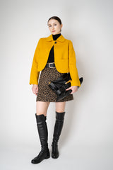 Odeeh Wool Cashmere Round Hem Cape-Front Cropped Jacket in Jade Yellow Vancouver. Shop Online or in Store.