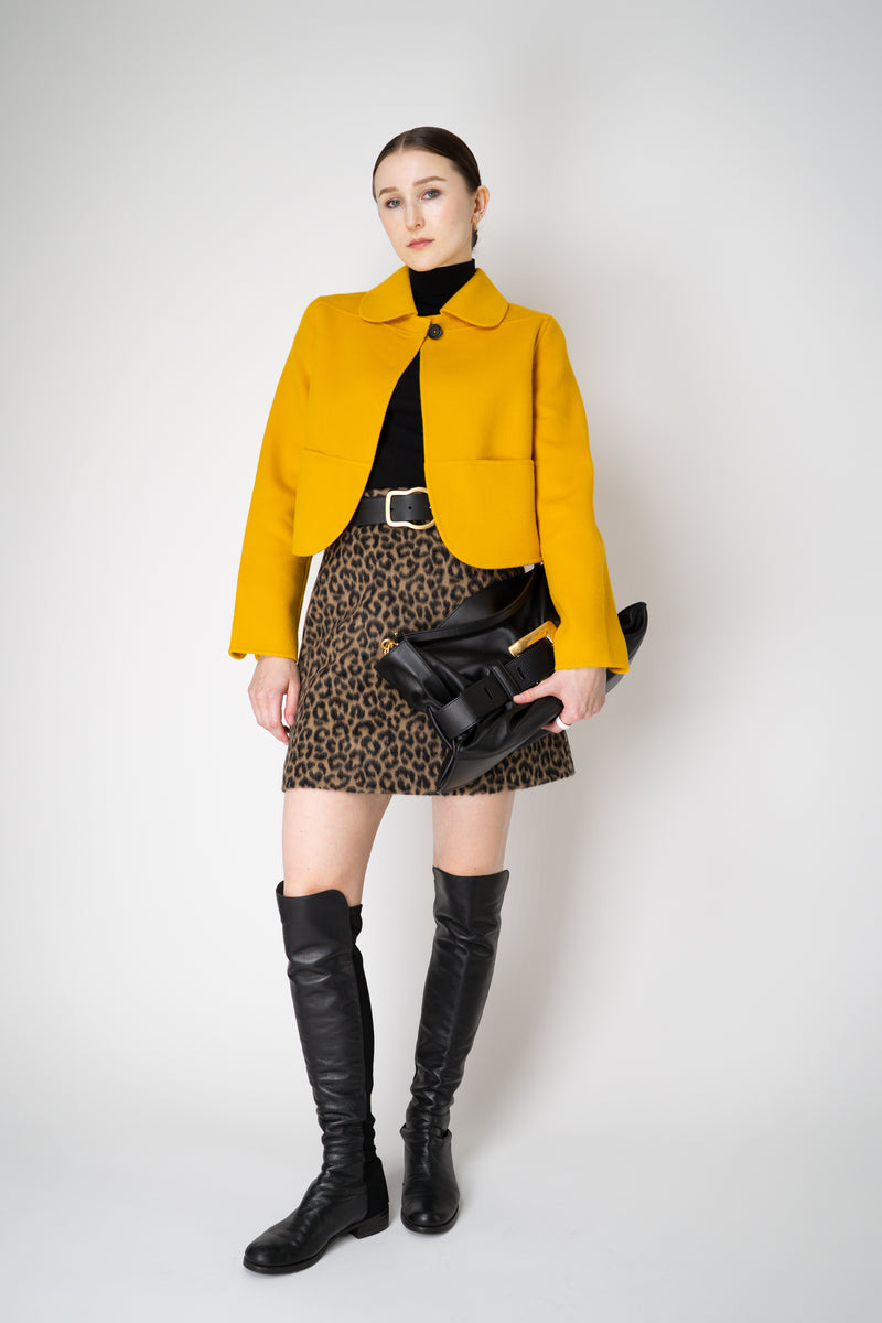 Odeeh Wool Cashmere Round Hem Cape-Front Cropped Jacket in Jade Yellow Vancouver. Shop Online or in Store.