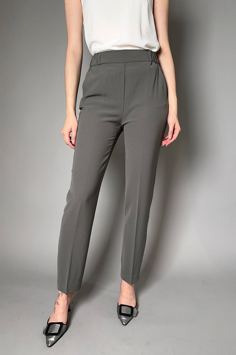 Antonelli Sidro Crepe Pull on Pants in Grey Taupe - Ashia Mode - Vancouver