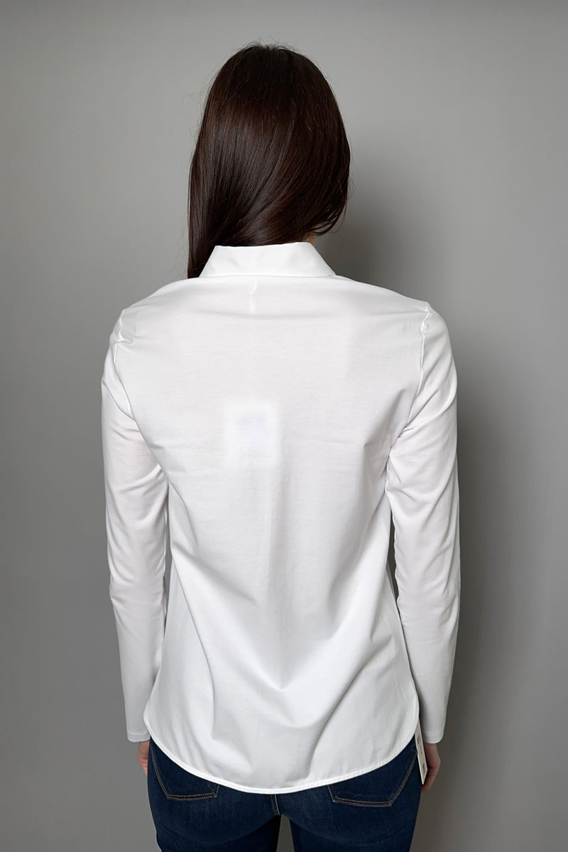 Peserico Cotton Shirt with Tonal Sequin Collar in White