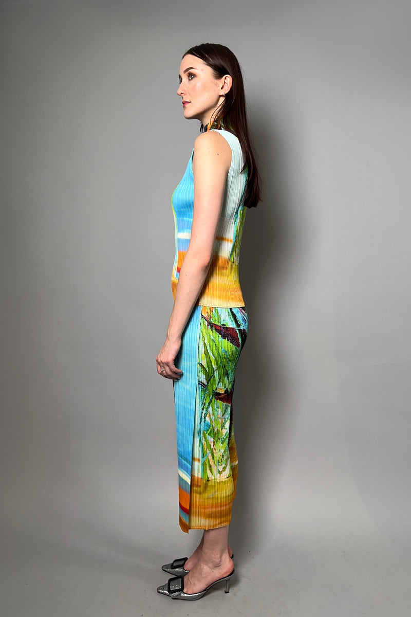 Pleats Please Tropical Winter Pants in Blue  - Ashia Mode - Vancouver , BC