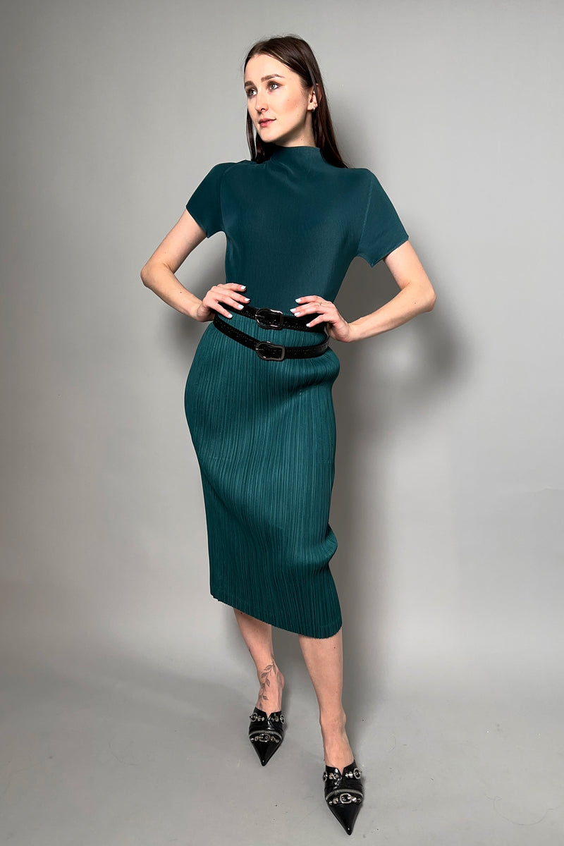 Pleats Please Thicker Bottoms 1 Skirt in Turquoise Green - Ashia Mode - Vancouver
