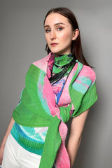 Pleats Please Tropical Winter Madame T Stole in Green and Pink - Ashia Mode - Vancouver, BC