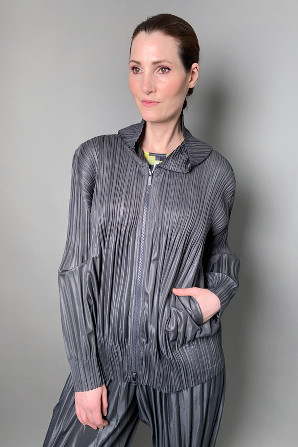 Pleats Please Fluffy Basics Hooded Jacket in Dark Grey - Ashia Mode – Vancouver, BC
