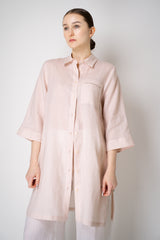 Peserico 3/4 Sleeve Linen Tunic with Slit Sides in Pink Vancouver. Shop online or in store