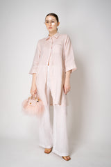 Peserico 3/4 Sleeve Linen Tunic with Slit Sides in Pink Vancouver. Shop online or in store
