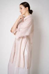 Peserico 3/4 Sleeve Linen Tunic with Slit Sides in Pink Vancouver. Shop online or in store