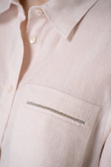 Peserico 3/4 Sleeve Linen Tunic with Slit Sides in Pink Vancouver. Shop online or in store
