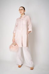 Peserico 3/4 Sleeve Linen Tunic with Slit Sides in Pink Vancouver. Shop online or in store