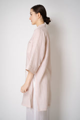 Peserico 3/4 Sleeve Linen Tunic with Slit Sides in Pink Vancouver. Shop online or in store