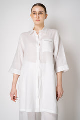 Peserico 3/4 Sleeve Linen Tunic with Slit Sides in White Vancouver. Shop online or in store