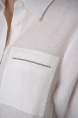 Peserico 3/4 Sleeve Linen Tunic with Slit Sides in White Vancouver. Shop online or in store