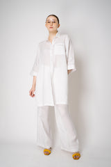 Peserico 3/4 Sleeve Linen Tunic with Slit Sides in White Vancouver. Shop online or in store