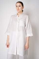 Peserico 3/4 Sleeve Linen Tunic with Slit Sides in White Vancouver. Shop online or in store