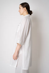 Peserico 3/4 Sleeve Linen Tunic with Slit Sides in White Vancouver. Shop online or in store